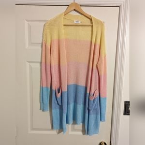 Bluivy Women's rainbow open front cardigan size large